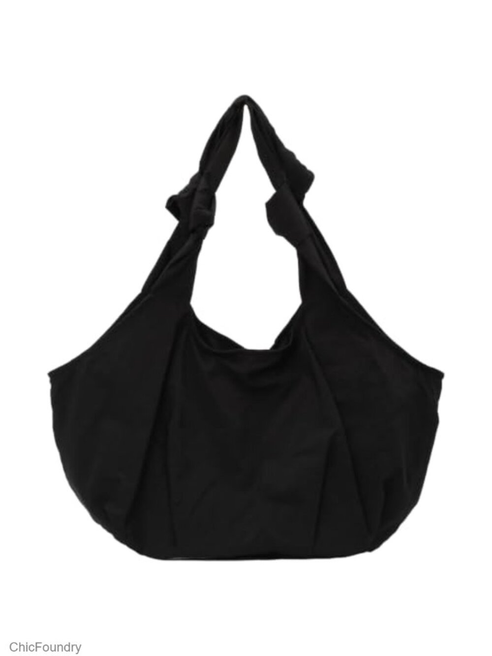 Large Nylon Shoulder Bag Slouchy Knotted Hobo Handbag